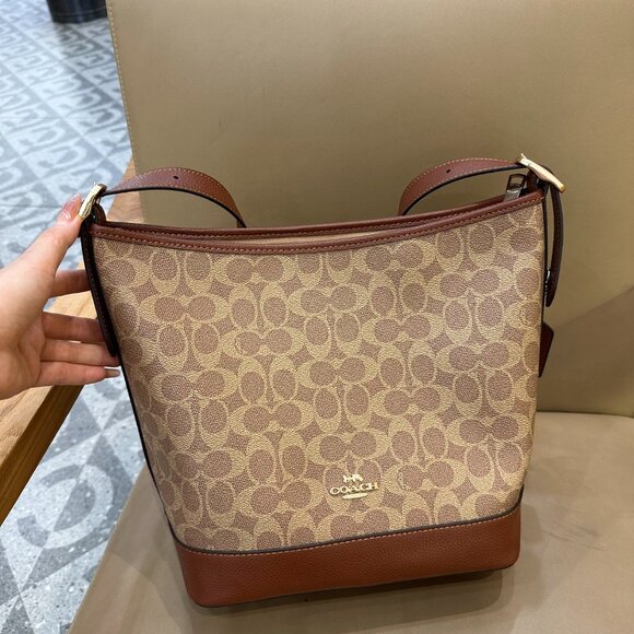 NWT Coach Jude Duffle Bag In Signature Canvas Gold/Tan/Brown CBH20 - Picture 1 of 9